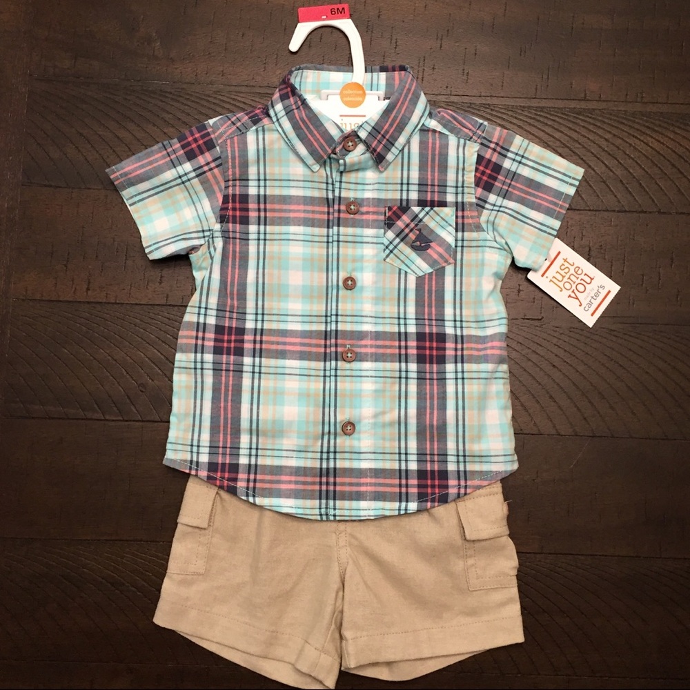 Carter’s Plaid Shirt and Cargo Shorts Set